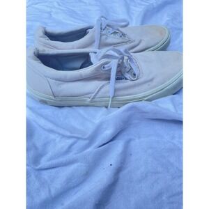 Vans Authentic Cream Canvas Low Top Skate Shoes Womens 11 Mens 9.5
